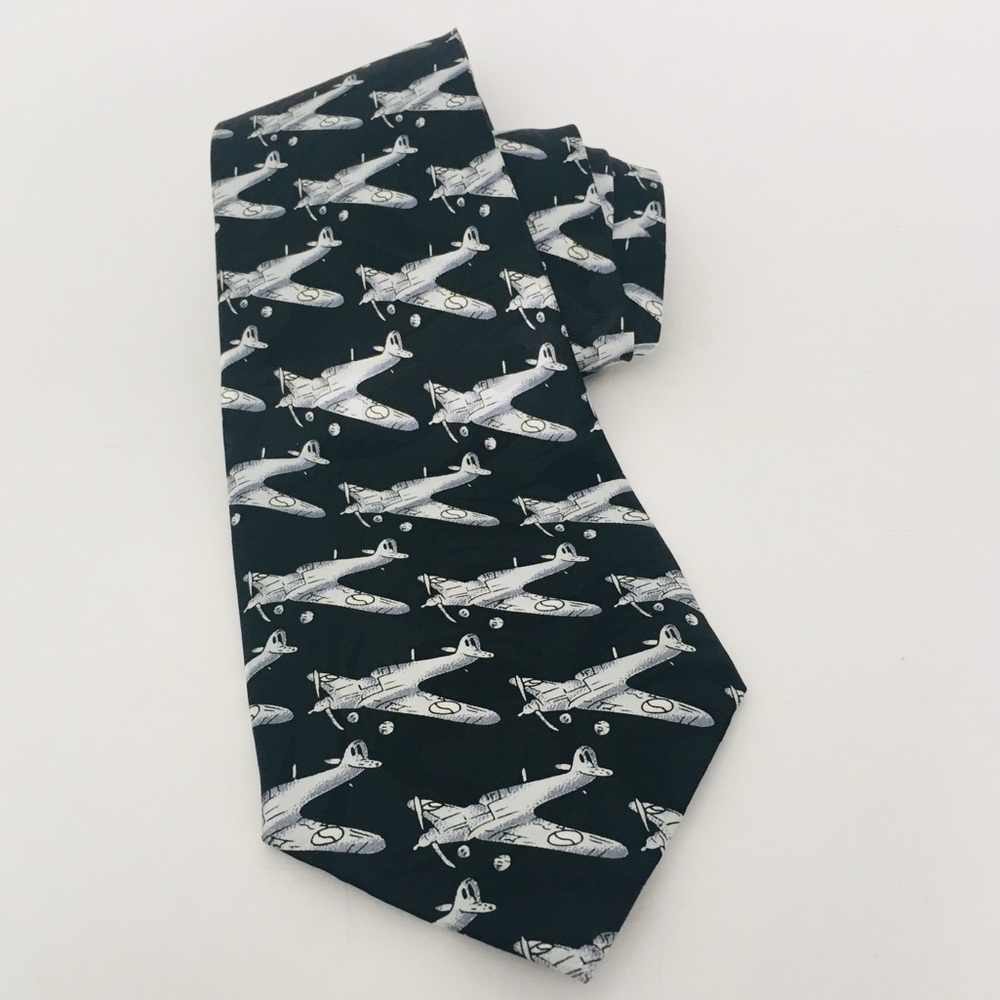 Airplane Necktie Black White Renaissance
